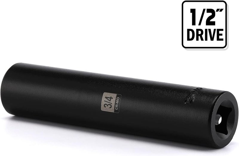 EMENTOL 1/2 Inch Drive Extra Long Deep Impact Socket - 3/4 Inch, CR-MO, SAE, 6 Point Extra Deep Socket, 5" Length - Image 5